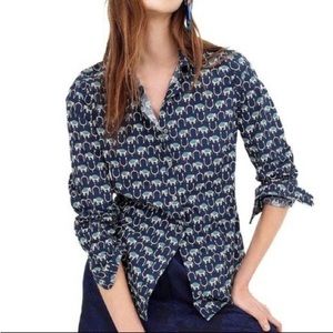 J Crew Elephant Print Button Down
